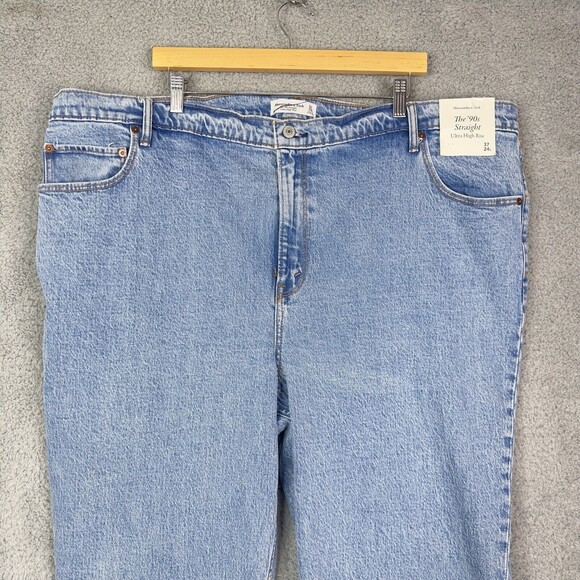 Abercrombie & Fitch 90s Straight Ultra High Rise Jeans NWT Women’s Sz 24L Blue - Picture 4 of 15